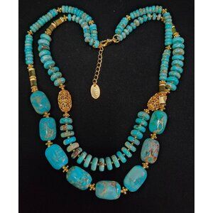 Stauer Howlite Double-Strand Goldtone Beaded Necklace